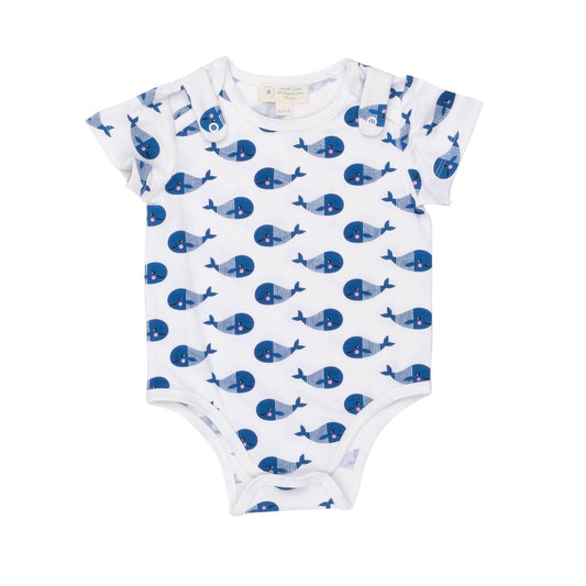 Organic Short Sleeve Bodysuit & Bib, Blue Whale