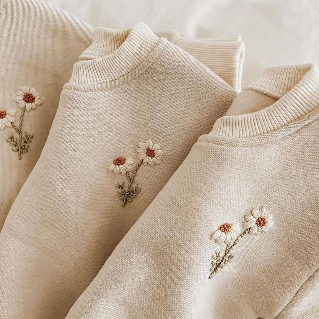 Flower Embroidered Sweatshirt