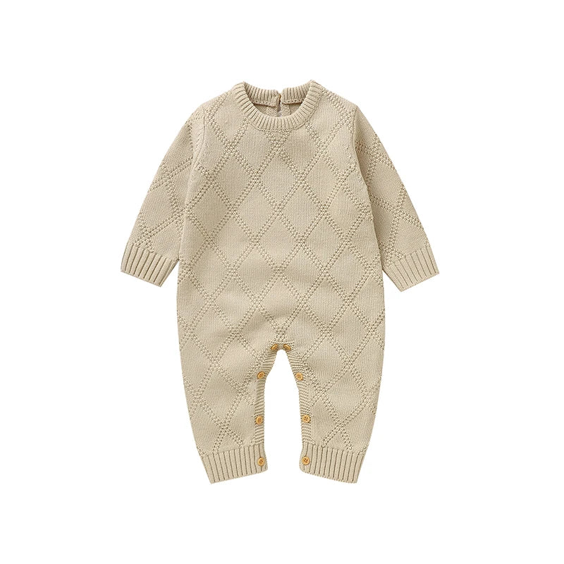 Solid Color Diamond Knitted Acrylic Long Sleeve 1-18 Months Newborn