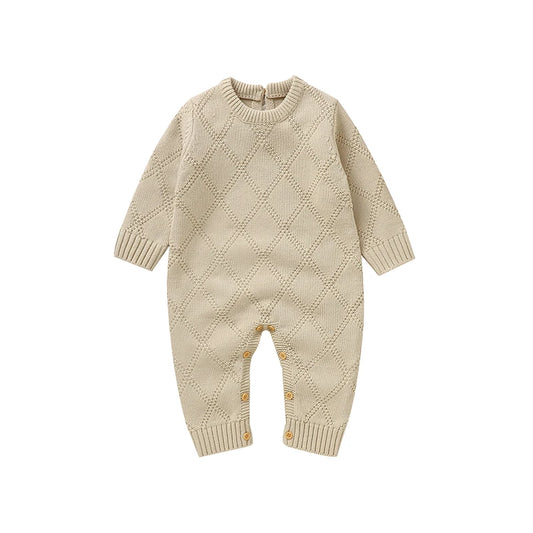 Solid Color Diamond Knitted Acrylic Long Sleeve 1-18 Months Newborn