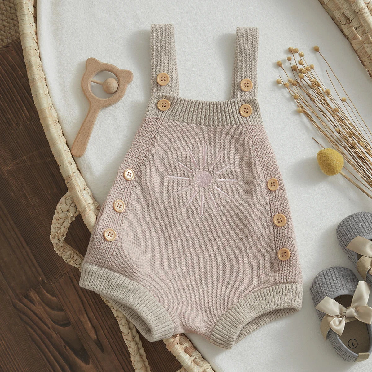 Sunbeams Adorable Sun Embroidery Romper