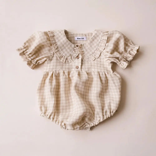 Plaid Baby Girl Jumpsuit Cotton Infant Baby Girl One-piece Playsuit