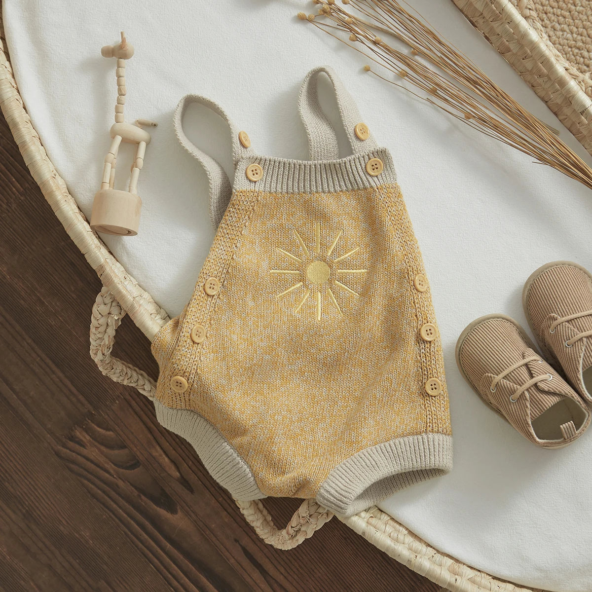 Sunbeams Adorable Sun Embroidery Romper