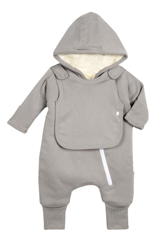 Tokyo Organic Cuddly Jumpsuit & Bib - Grey