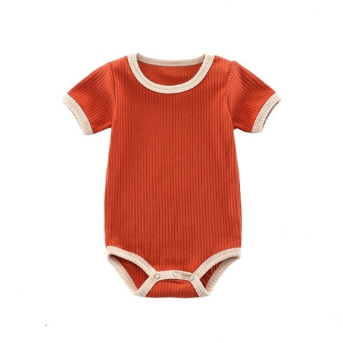 Summer Newborn Baby Romper Ribbed Infant Cotton Short Sleeve Body Suit