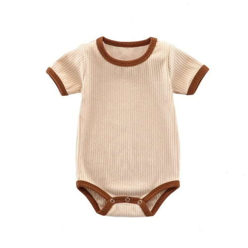 Summer Newborn Baby Romper Ribbed Infant Cotton Short Sleeve Body Suit