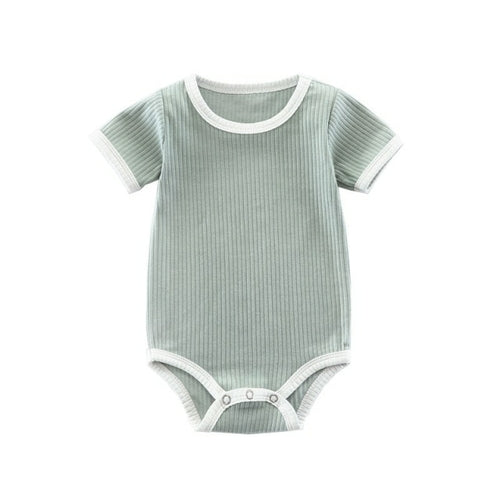 Summer Newborn Baby Romper Ribbed Infant Cotton Short Sleeve Body Suit