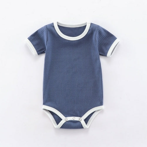 Summer Newborn Baby Romper Ribbed Infant Cotton Short Sleeve Body Suit